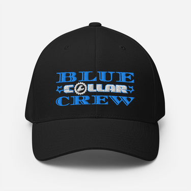 Workwear Cap with Blue Collar Embroidery for the working American warrior. black